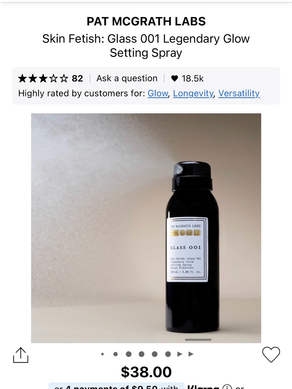 Pat McGrath Glass 001 Legendary Glow Setting Spray - White & Gold Box - Picture 3 of 4